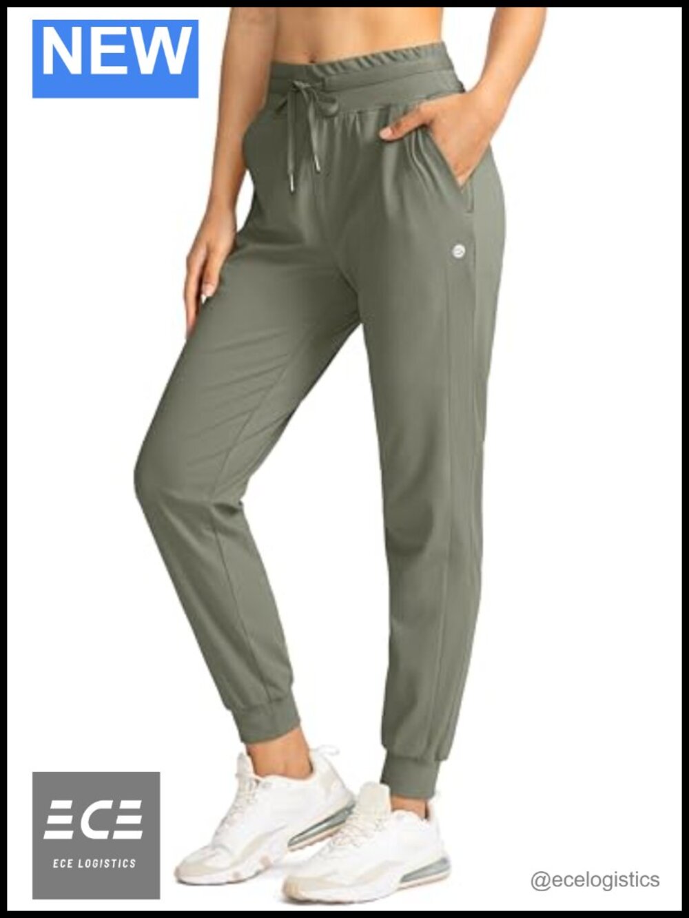 Women's High Waisted Joggers with Zipper Pockets, Tapered Leg, Cuffed Ankle,